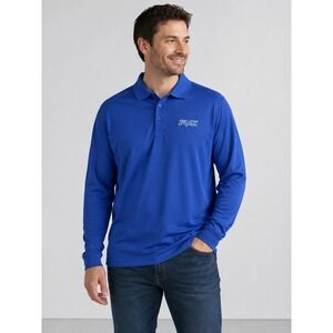Fox Racing Long Sleeve Polo Mens Large Royal Blue Embroidered Logo Formal 1